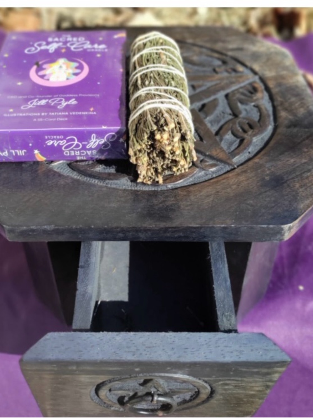 Witches Altar Table With Drawer Metaphysical Storage For Ritual Space